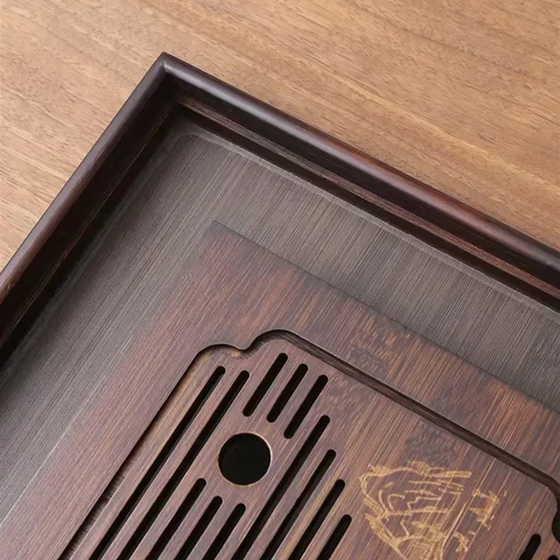 Natural Bamboo Tea Tray Rectangle Tea Board Drainage Water Storage Dual-use Trays Chinese Tea Set Trays Decorative Teaware