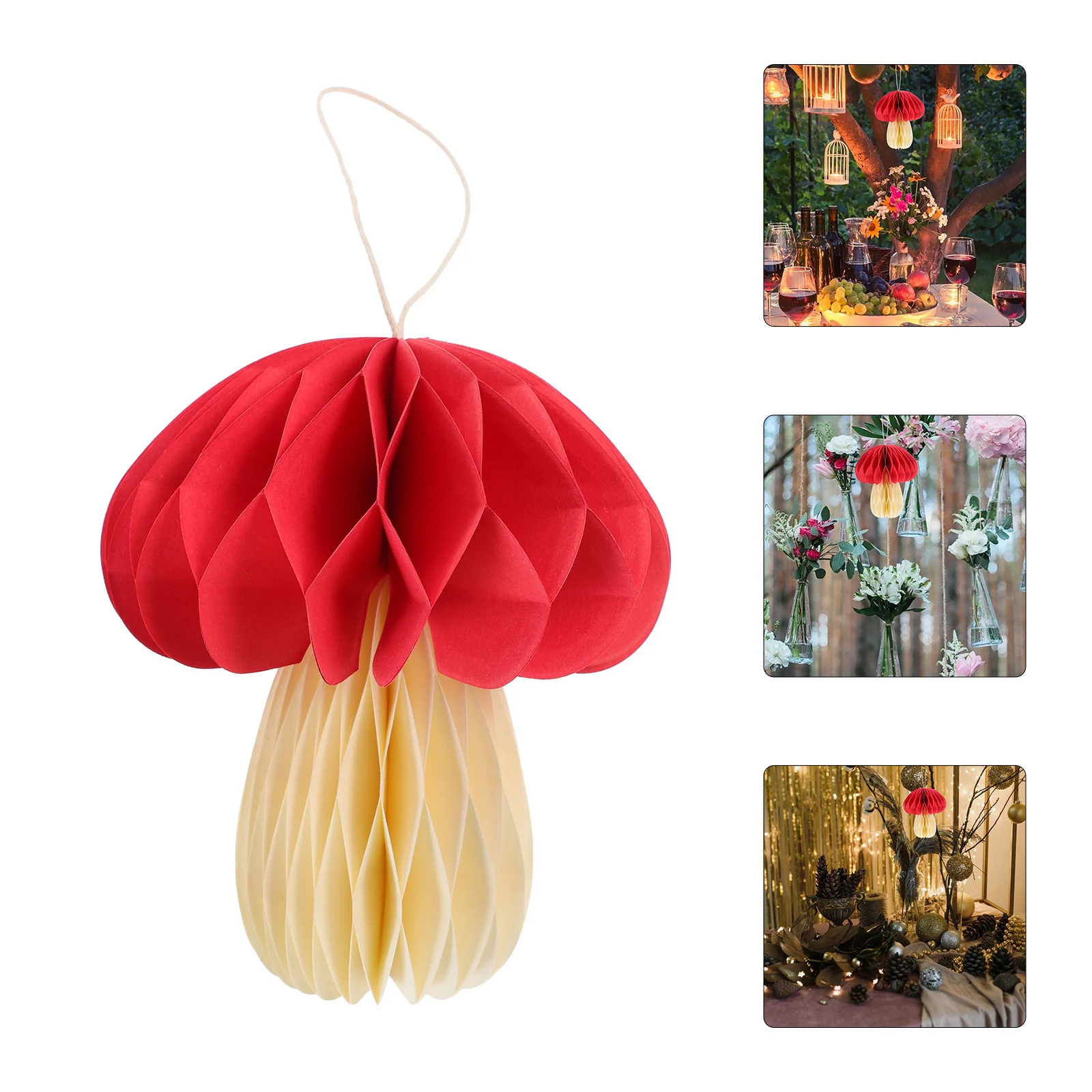 

Honeycomb Ball Hanging Ornament Mushrooms Decor Fake 3d Number Fairy Garden Paper Jam Office