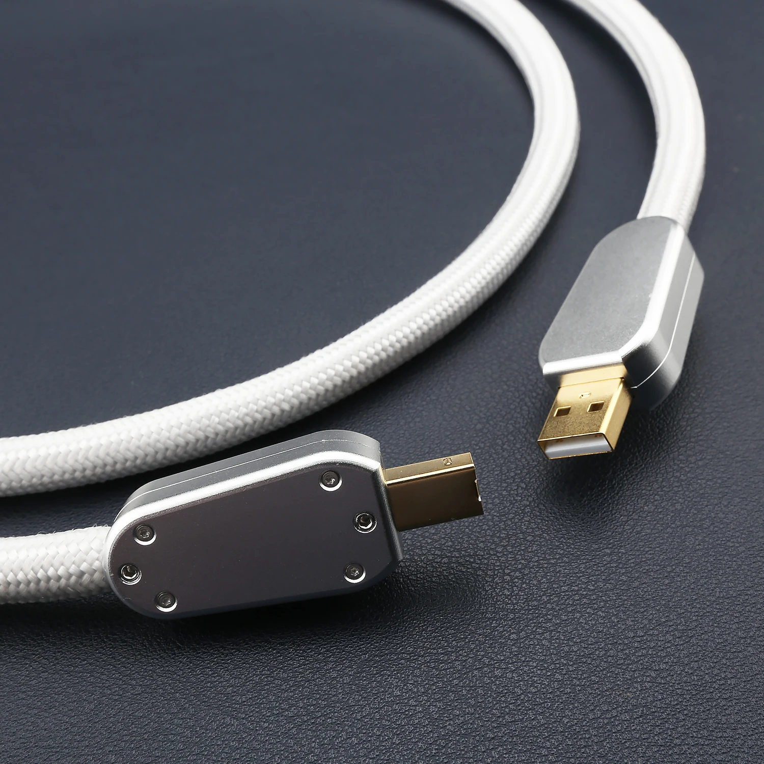 4N Pure Silver USB A to B Audio Data Cable Gold Plated HiFi Audiophile Shielded Low Resistance 9mm for DAC Amp