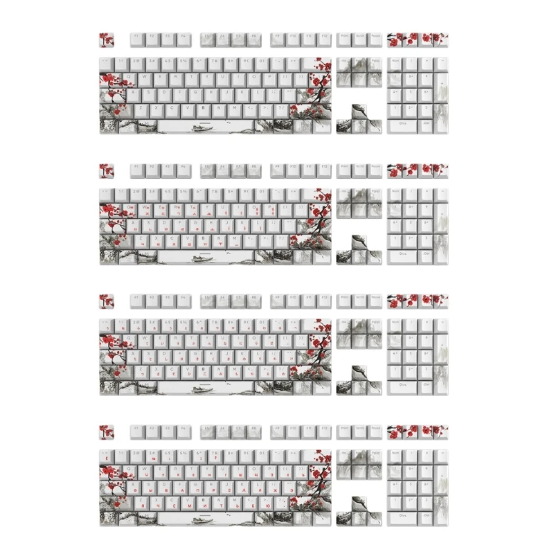 

108 клавиш PBT Keycap DYESUB OEM, персонализированные русские корейские японские клавиши с цветами сливы для механической клавиатуры