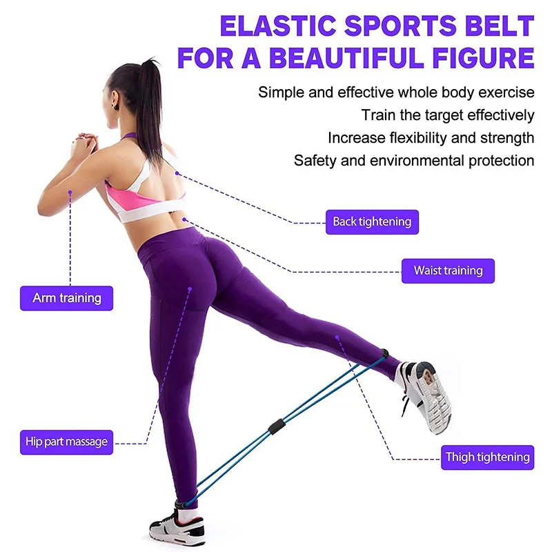 Yoga Band Gym Fitness Resistance Band 8 Word Chest Expander Rope Workout Muscle Trainning Rubber Elastic Bands Sport Exercise