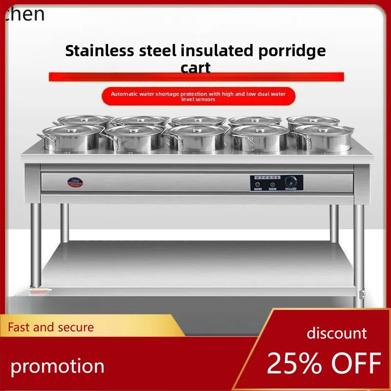 

HXL Insulated Porridge Cart Stainless Steel Stall Insulation Table Mobile Round Bucket Cart