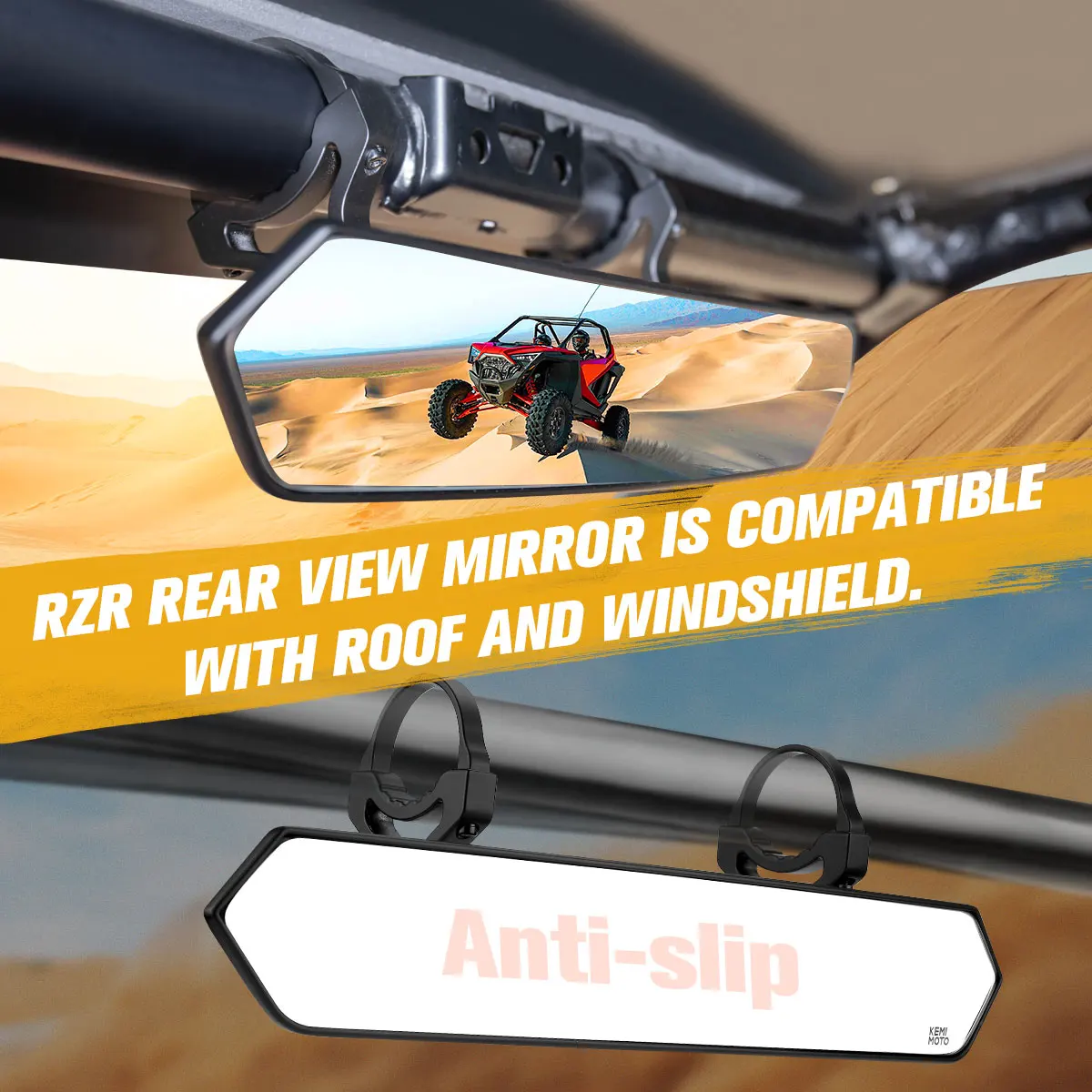 Rétroviseur de course UTV large, compatible avec ycin is RZR Rconclut 1.65 1.75 pour Yamaha bal 37et Honda, 1.85, 1.875, 800, 1000, 2 pouces