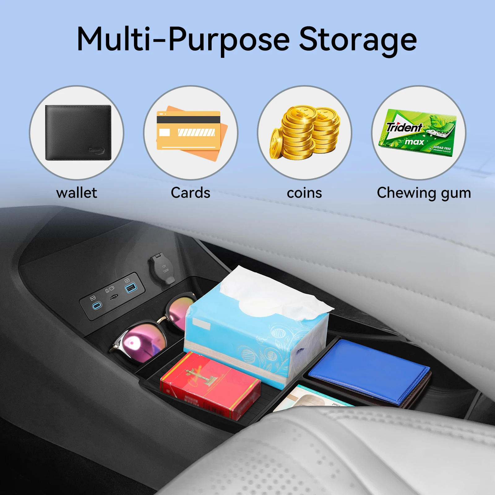 

Smabee Center Console Lower Storage Box for BYD Seal 06GT 2024 2025 Car Central Tray TPE Organizer Accessories Tidying Black