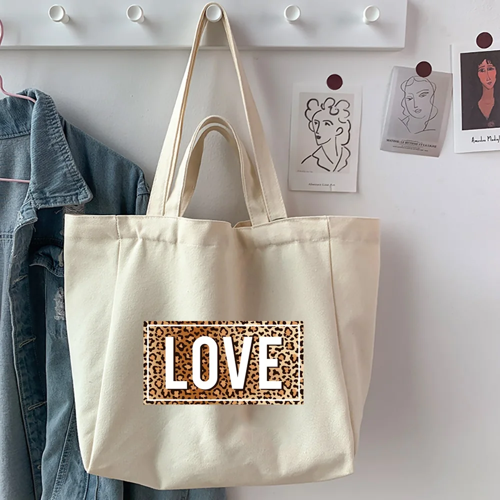 Fashion Leopard Printing Foldable Eco-Friendly Shopping Bag Tote Folding Pouch Handbags Convenient Large-capacity Grocery Bag