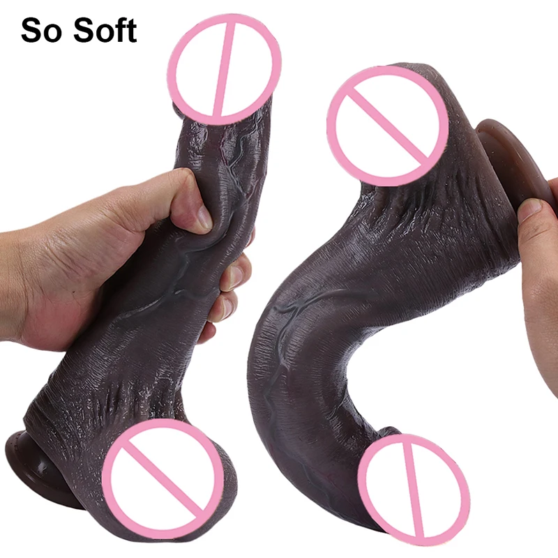 Real Black Skin Silicone Big Huge Penis Realistic Dildo Suction Cup Cock Male Artificial Rubber Dick Sex Toys For Women Vaginal