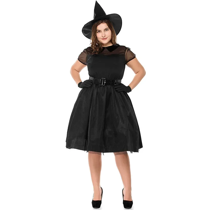 M-3XL Plus Size halloweenowa impreza karnawałowa czarna strój czarownicy strój czarownicy dla kobiet sukienki dla dorosłych Adulto Fantasia