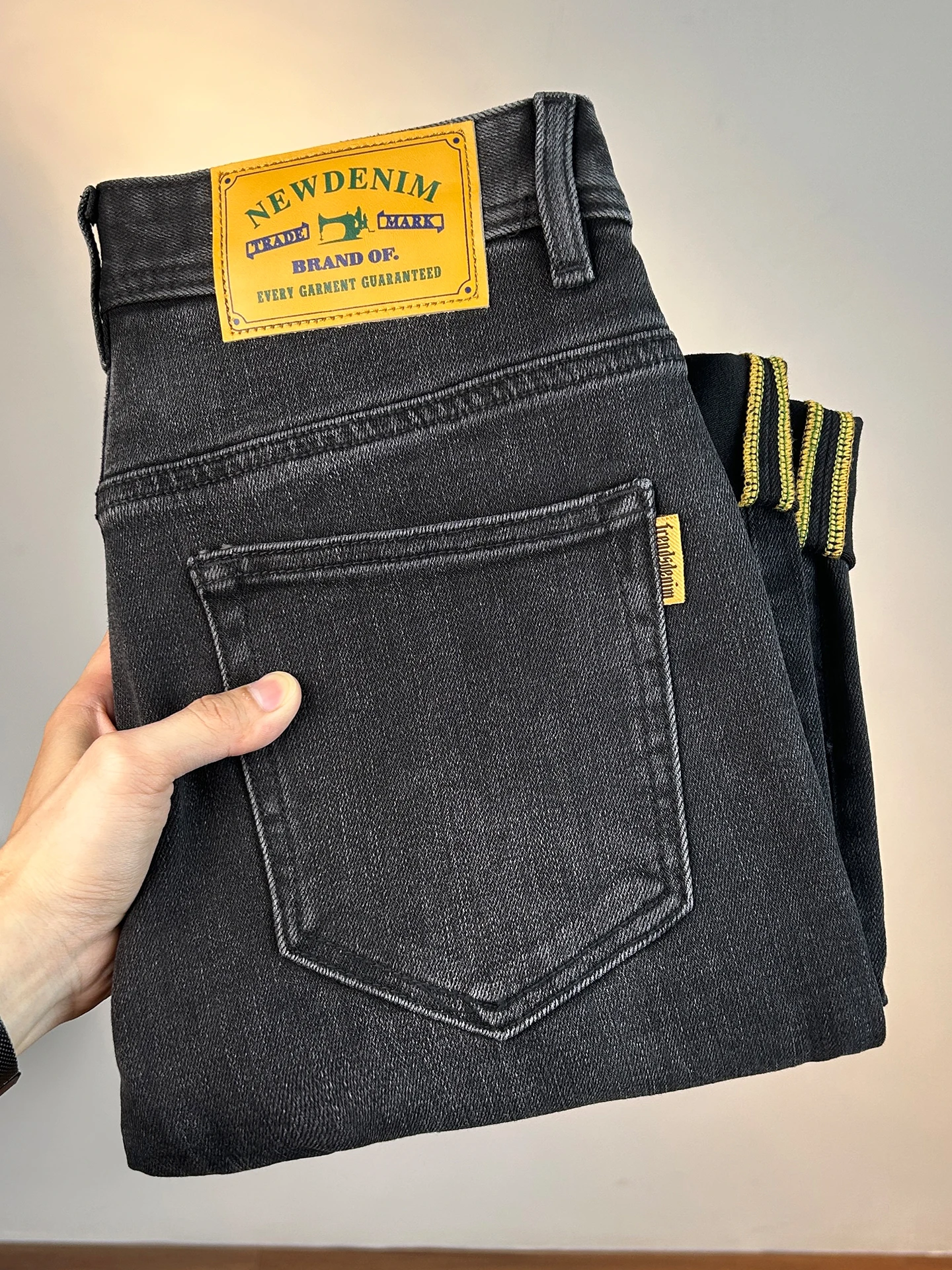 

Мужские джинсы прямого кроя премиум-класса, повседневные, черные, из эластичной хлопково-полиэстеровой смеси, комфортные, для осенне-зимнего сезона