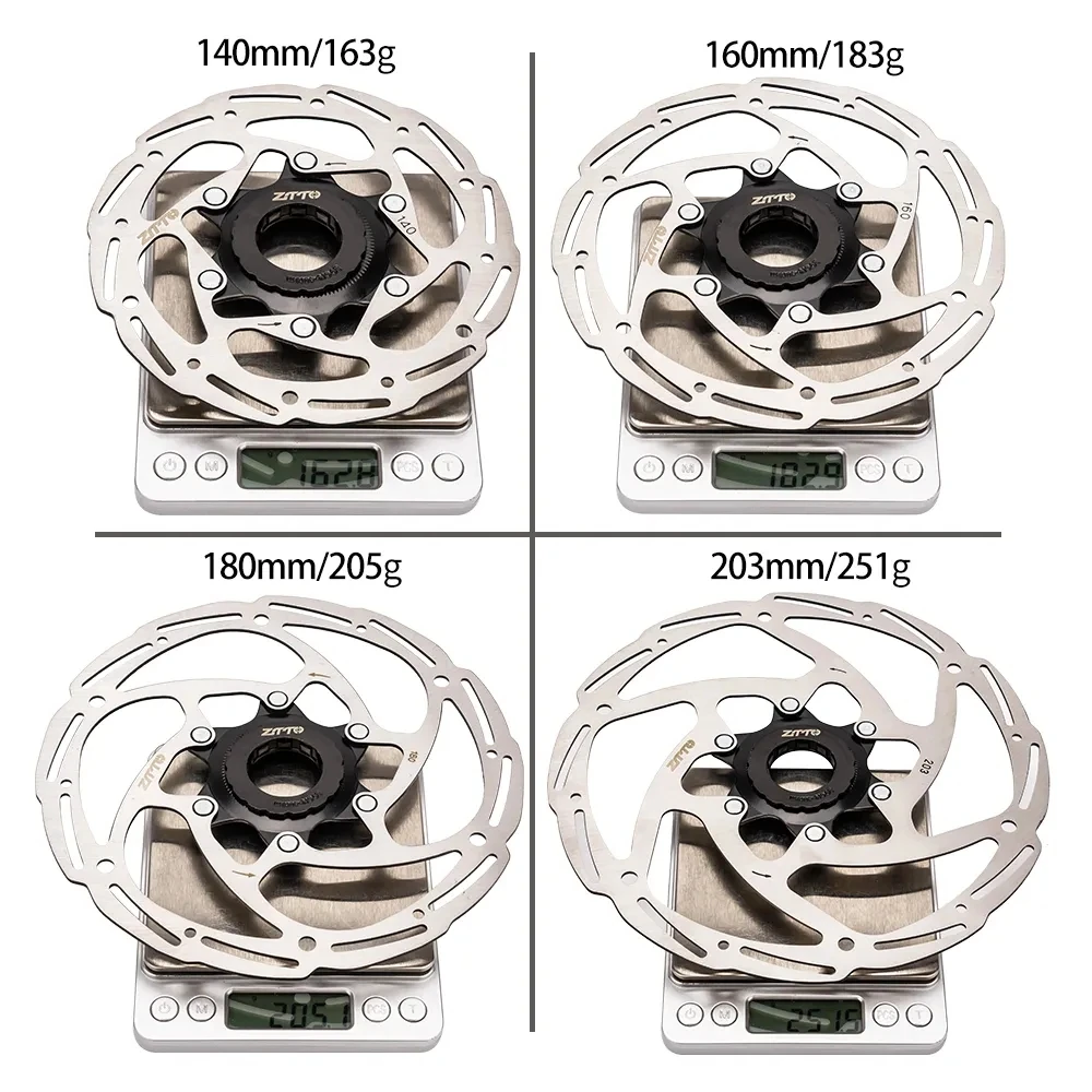 ZTTO MTB Bicycle Brake Center Disc Lock Rotors 203mm 180mm 160mm 140mm High Strength Steel 1.8mm Fit Any Pads For MTB Road Bike