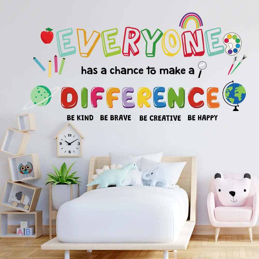 Creative Inspirational slogan sticker for kids room school decoration self adhesive wall decal