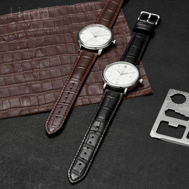 

For Tissot Tianwang DW Casio Longines Seiko CK Leather Waterproof Cowhide Watch Strap Cowhide18 20 21mm Brown Black Accessories