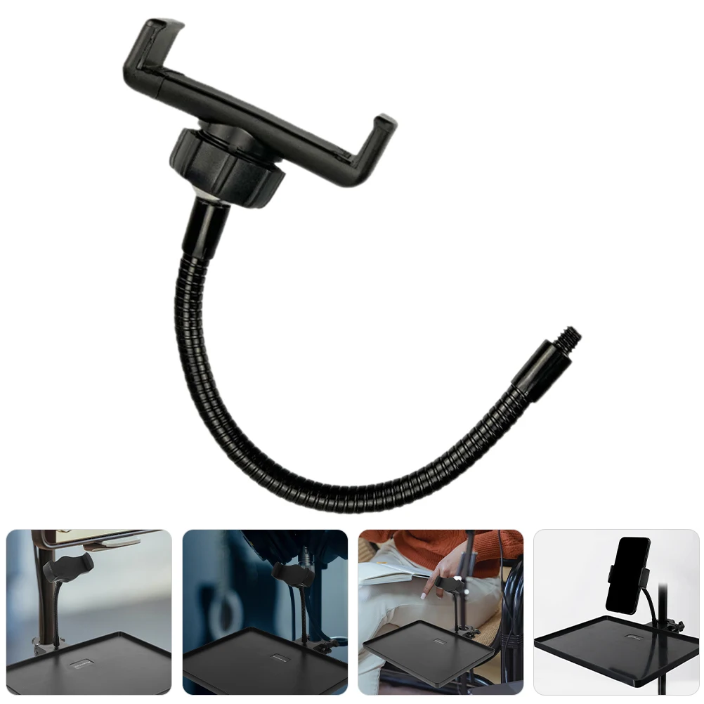 

4 Pcs Cell Phone Holder Mobile Clamp Hose Microphone Stand Telephone Black Clip for