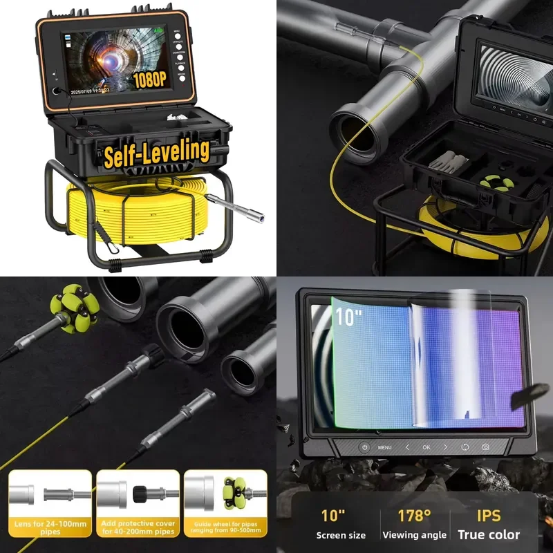 Waterproof 32GB 50M 1080P Self-Leveling 512Hz Night Vision CMOS Portable Industrial Video Drain Inspection