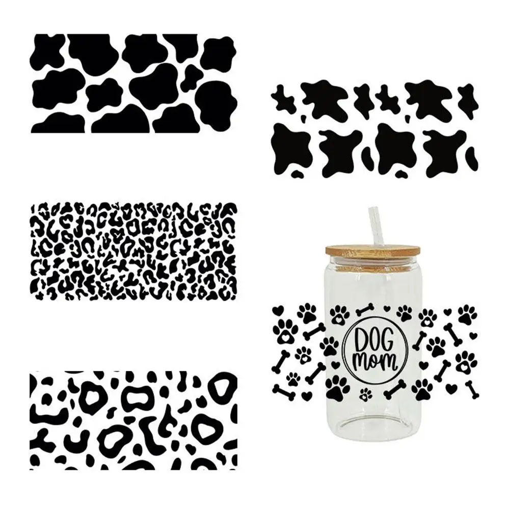 Leopard UV DTF Transfer Sticker Design Waterproof 16OZ Cups Wraps Sticker Rub On Transfers For Crafts Furniture Custom Logo W3S6