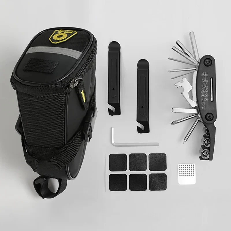 Portable Bicycle Repair Tools Kit Bike Repair Tools Kit Pump Saddle Bag Tire Patch Multi-functional Wrench Tool Set Accessories