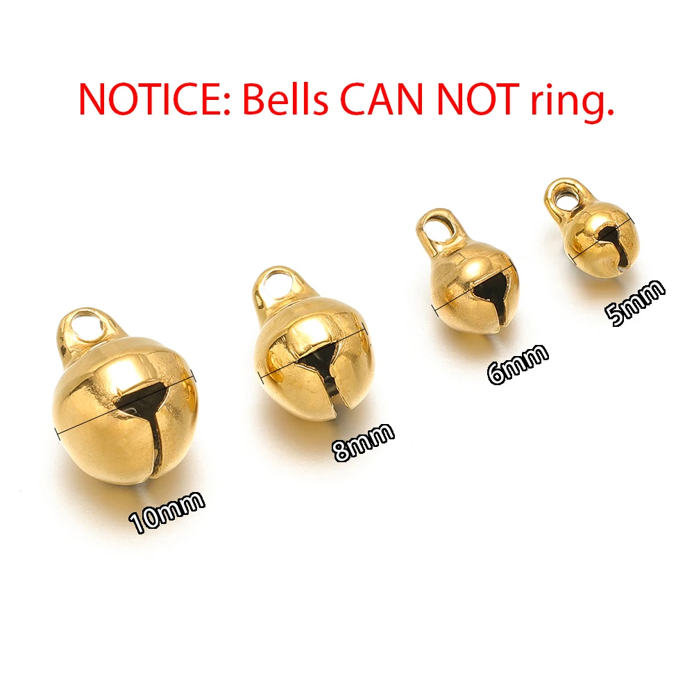 20pcs Stainless Steel Exquisite 5mm 6mm 8mm 10mm Small Bell DIY Jewelry Bracelet Making Jingling Bells Christmas Decoration image 2