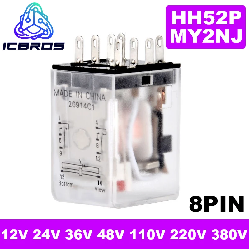 MY2P MY2NJ HH52P DPDTMiniature Coil Generalelectromagnetic IntermedIate Relay MY2N-J MY2N-GS Switch With Socket Base LED AC DC