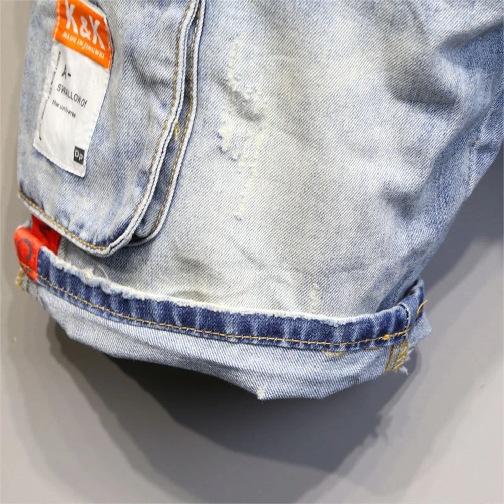 Fashion Brand Men Jeans Shorts Hole 2026 Streetwear Harajuku Slim Straight Denim Shorts Summer Casual Baggy Ripped Jeans for Men