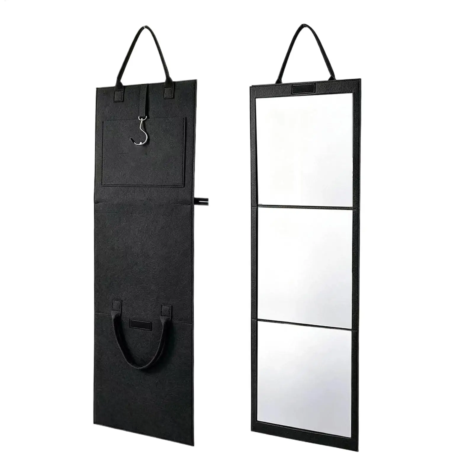 Over Door Full Length Mirror Folding Acrylic Mirror Shatterproof Hanging Wall Mounted Desktop Mirror for Travel Camping Dorm