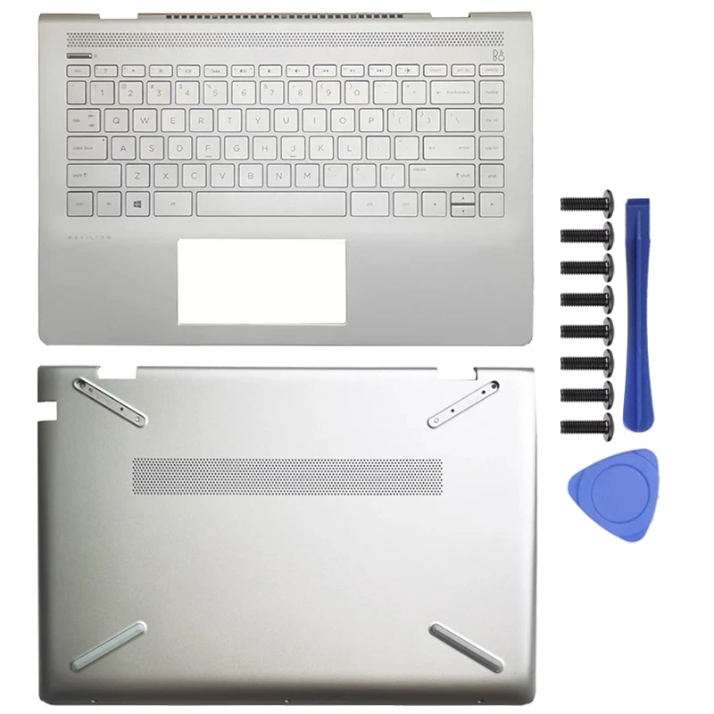 Original New For HP Pavilion 14-BF 14-bf036tx 14-bf046tx Laptop Palmrest Upper Case/Bottom Base 933313-001 930593-001 Silver