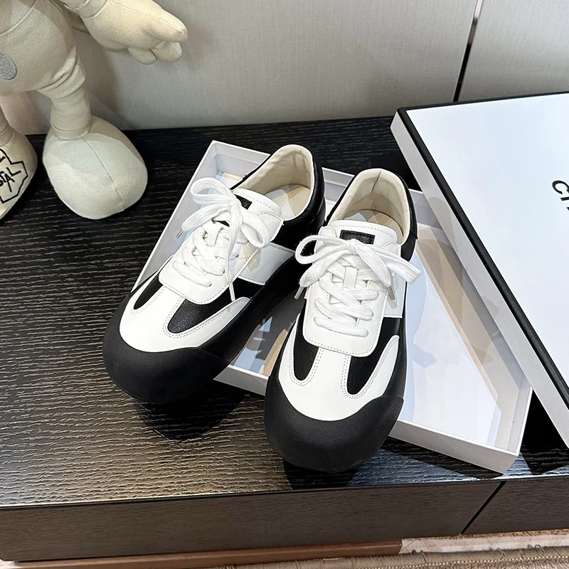 Туфли для отдыха на внутренней подкладке, немецкие тренировочные туфли, новинка осень 202, туфли из натуральной кожи на толстой подошве, маленькие белые туфли