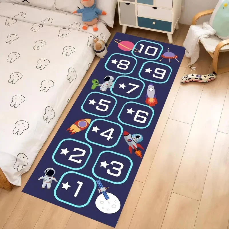 VIKAMA Educational Hopscotch Mat, Numbered Non-Slip & Washable Rug for Kids Playroom, Interactive Floor Play