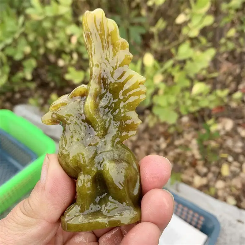 Natural Green Jade Griffon Carving Lovely Home Decoration Reiki Healing Fengshui Crystal Statue Gift 1PCS