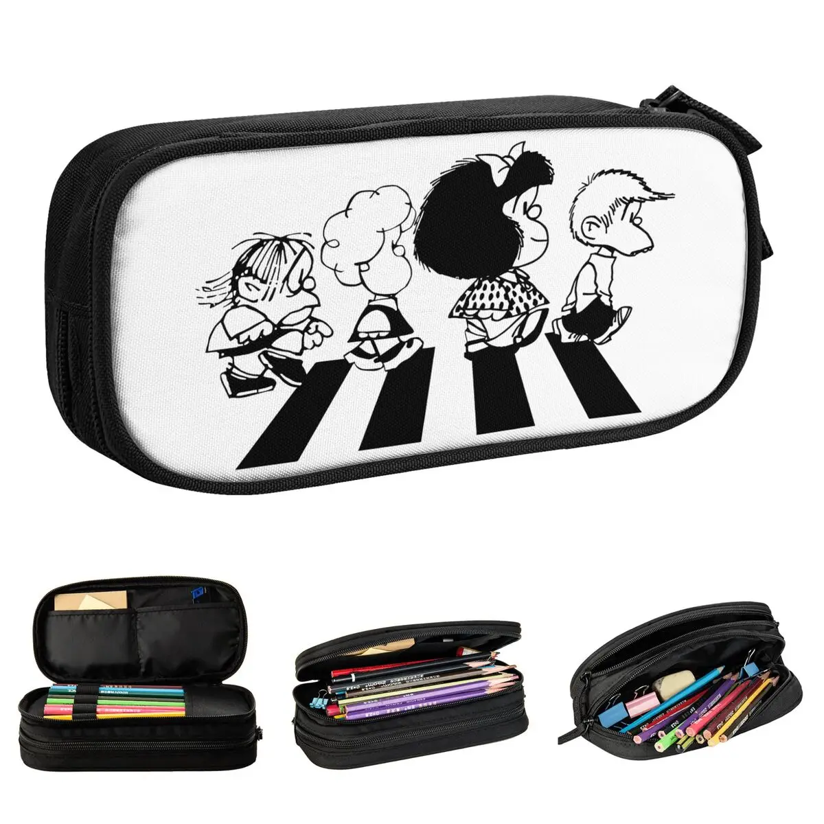 Mafalda Mafie Cartoon Pencil Cases New Kawaii Anime Pen Holder Pencil Bags Student Large Storage Office Gift Pencilcases