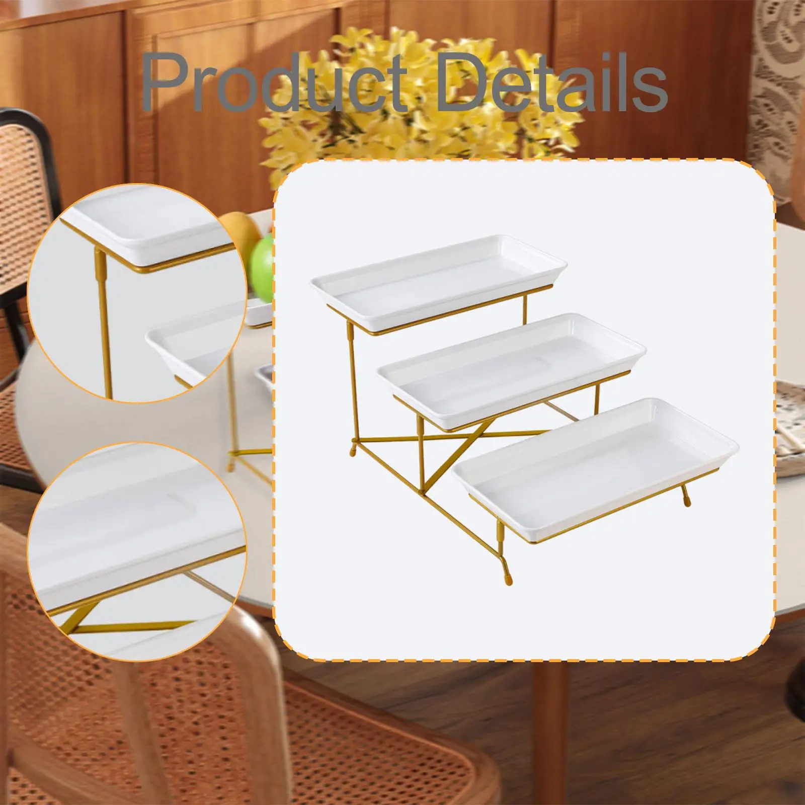 3 Tier Serving Tray Reusable Sturdy Practical Versatile Fruit Dessert Stand Cupcake Display Stand for Fruit Snack Cake Veggie