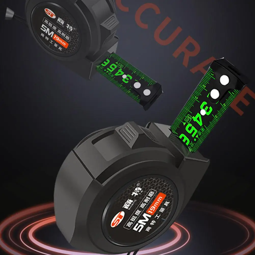 5m Fluorescent Steel Tape Measure Meter Wear-Resistant Measurement Ruler Measuring Thickened Distance Tool Multi-Use M7Z2