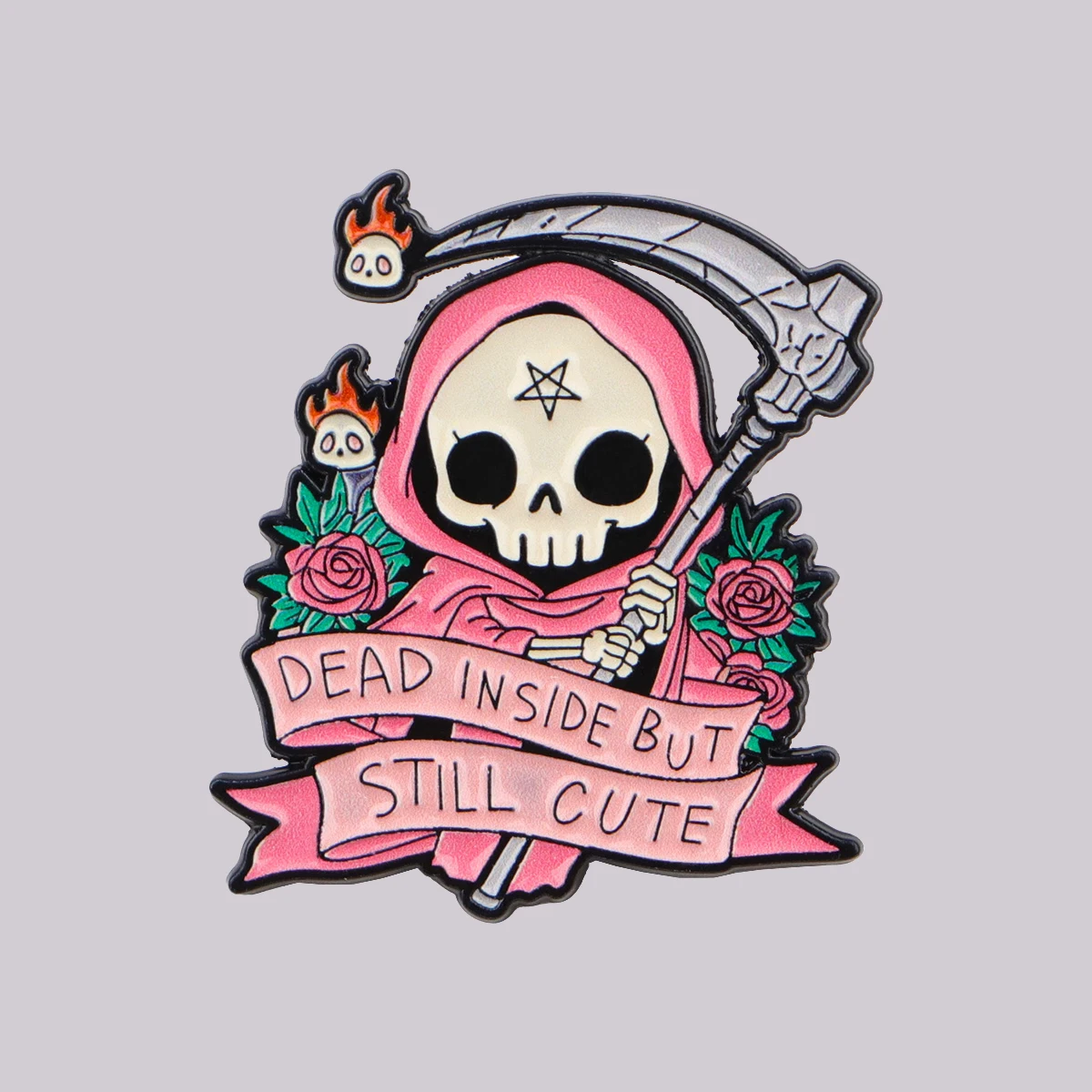 "DEAD INSIDE BUT STILL CUTE" Emaille-Pin, Skelett-Brosche, Anstecknadeln, Abzeichen für Rucksack, Kleidung, Accessoires, Modeschmuck, Geschenke