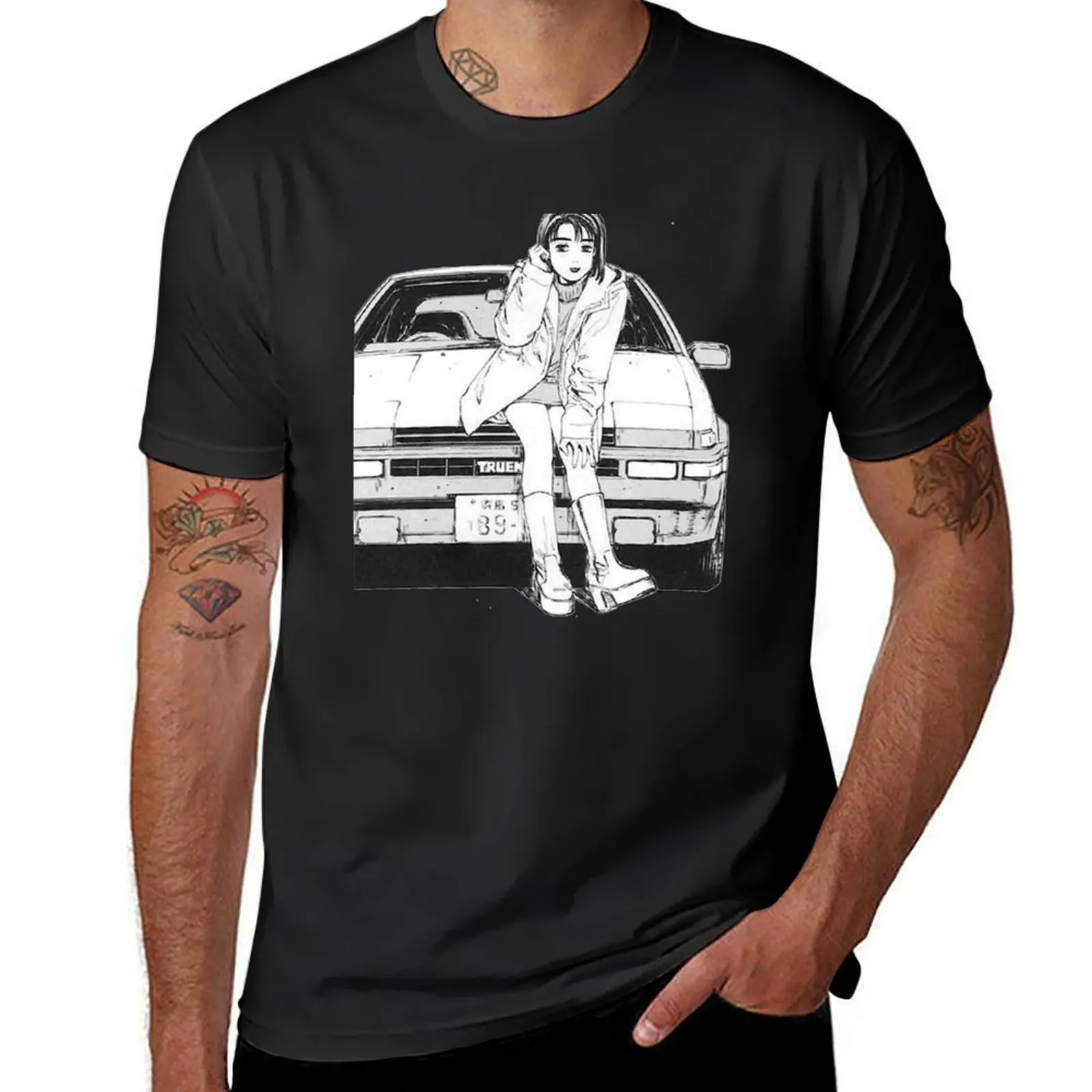 Initial D Natsuki Drift Touge Anime Eurobeat T-Shirt quick drying funnys for a boy Blouse black t shirts for men