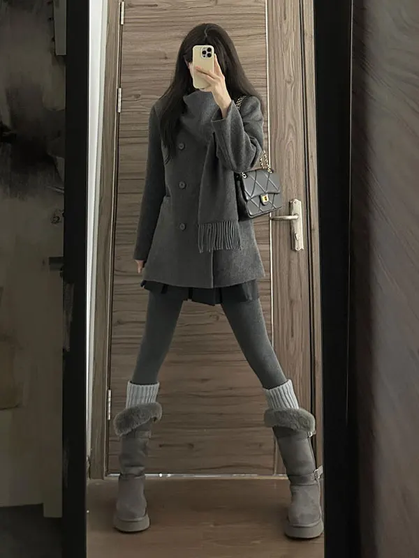 

Шерстяное пальто в корейском стиле, нежное, элегантное, с хлопковой подкладкой, верхняя одежда, модный тренд зимы 2026 года