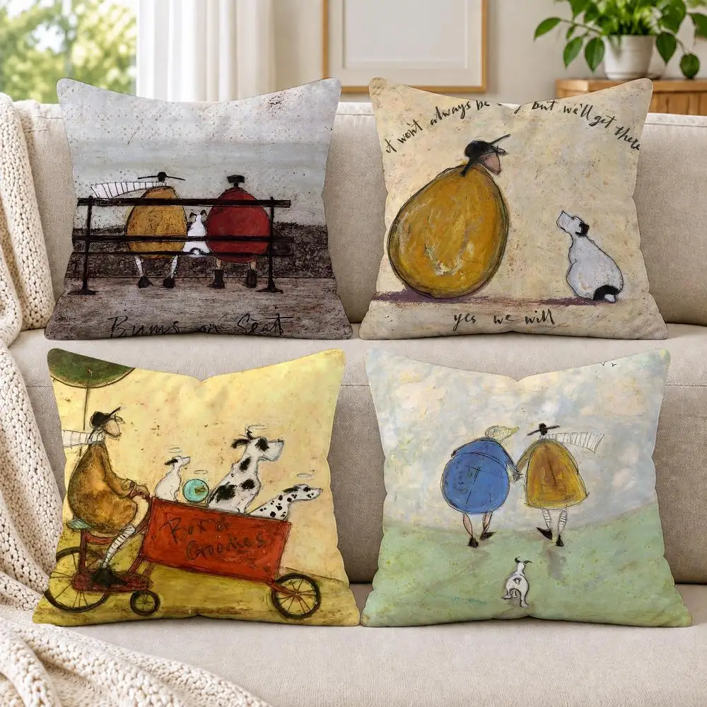 Painting S-Sam Toft Art Cushion Cover Short Plush Double-Sided Printing Sofa Bedroom Living Room Throw Pillow Cover Home Decor