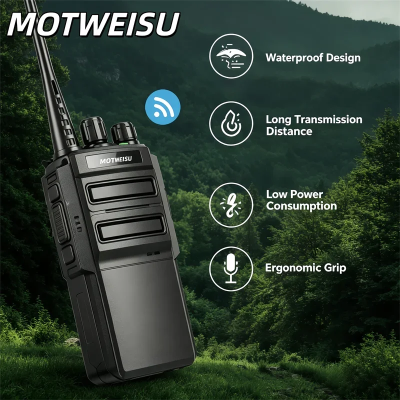 High Power Rechargeable Long Range Walkie Talkie Two-Way Radio for Adults with Desktop Charger 16 Channels