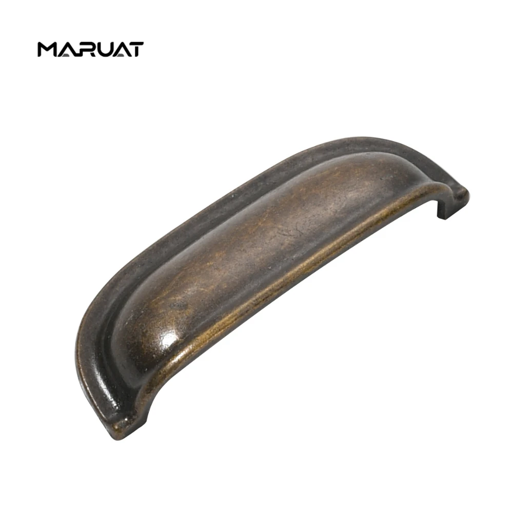 MARUAT Retro Metal Kitchen Drawer Cabinet Door Handle And Furniture Knobs Handware Cupboard Antique Brass Shell Pull Handles