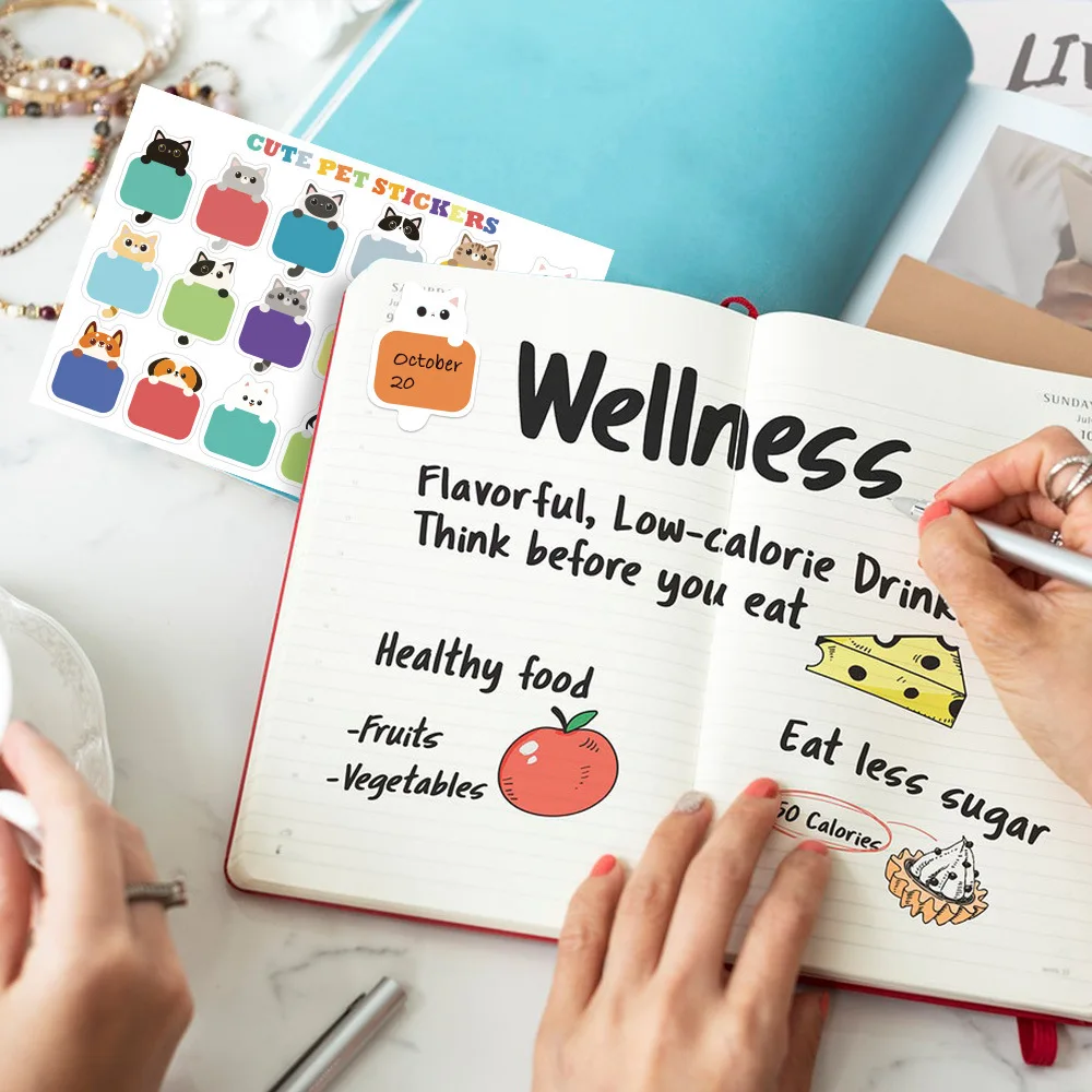 สติกเกอร์ป้ายชื่อสุนัขแมวสุนัขแมวน่ารักขนาด45-90ชิ้นฉลากส่วนบุคคลกันน้ำได้เครื่องเขียนมาร์ค