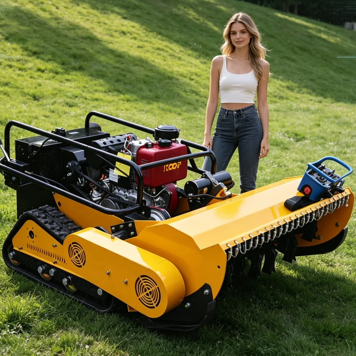 Customized Mini Remote Control Lawn Mower Compact Crawler Lawn Mower Robot Easy?Operate RC Grass Cutter For Small Orchard