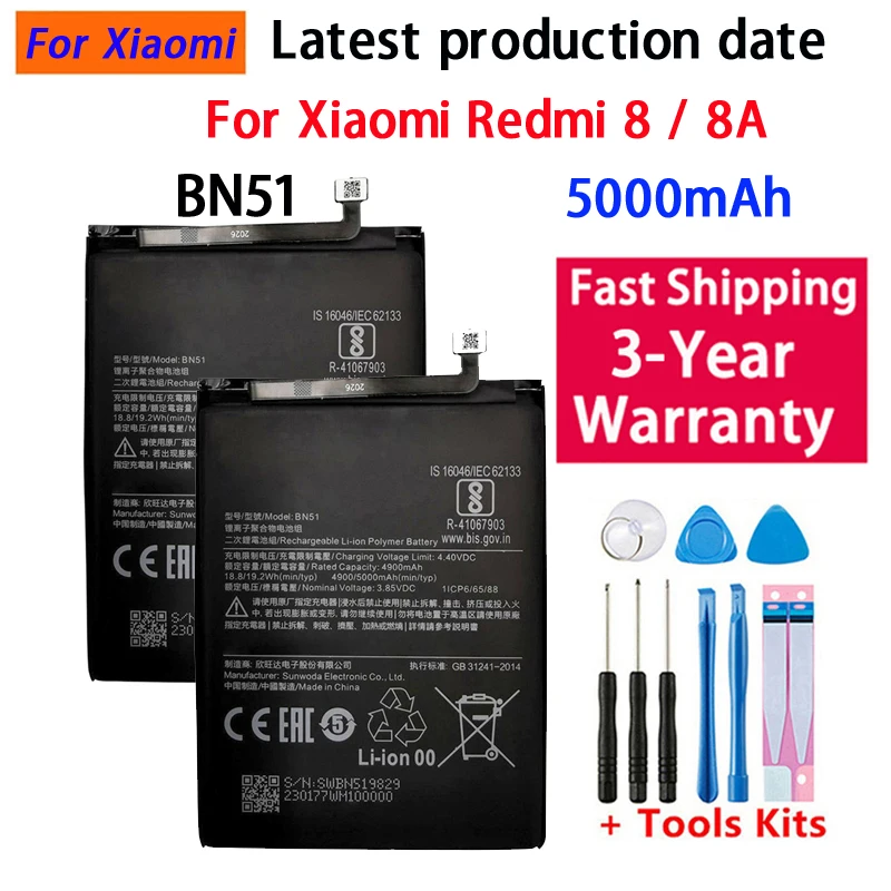Batería BN51 para Xiaomi Redmi 8, 8A, Redmi8, Redmi8A, repuesto recargable