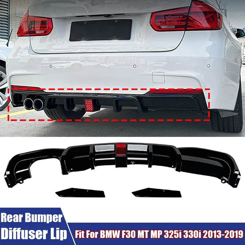 

Car Rear Bumper Diffuser Modified Accessories Rear Lip Spoiler With Light For BMW F30 M Sport 325i 330i MT 2013 2014 2015-2019
