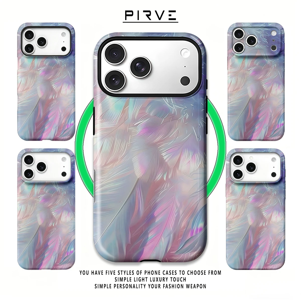 Korea Film Phone Case For iPhone 18 17 16 15 14 13 12 Pro Max Air 16e Max Iridescent Feathers Hard PC Bumper Cover