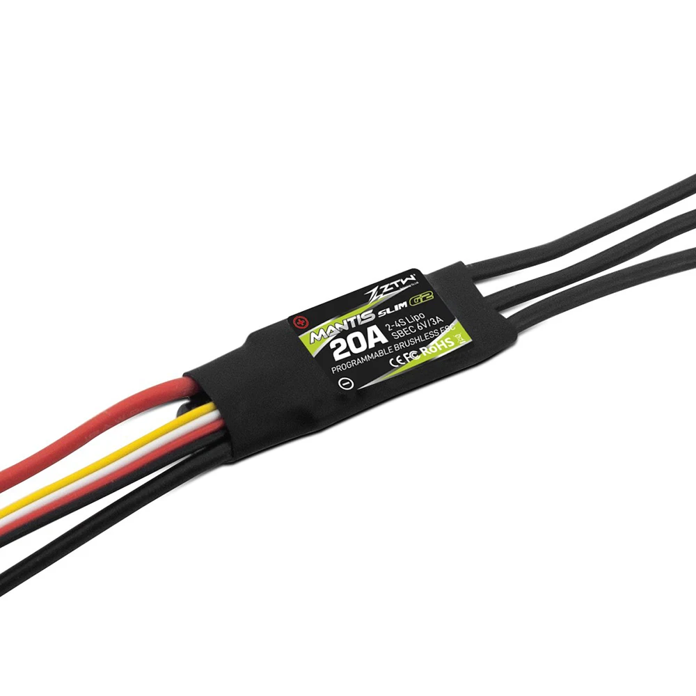 

ZTW Mantis Slim 20A SBEC G2 SBEC 6V/3A G2 2-4S ESC for RC Airplane