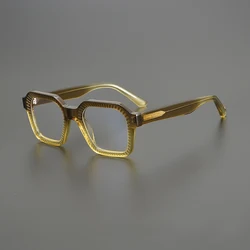 Literary niche retro square glasses frame thickened acetate fiber optics prescription myopia glasses big face fashion full frame