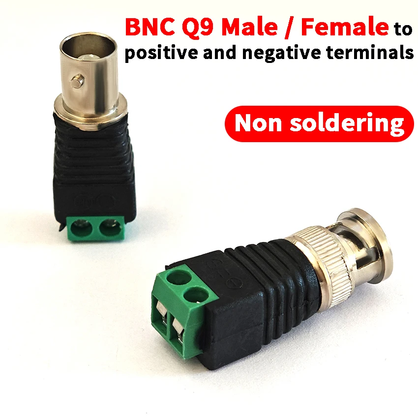 

BNC Q9 Male Female to positive and negative Screw Connectors Terminal For Surveillance camera video connector Non welding