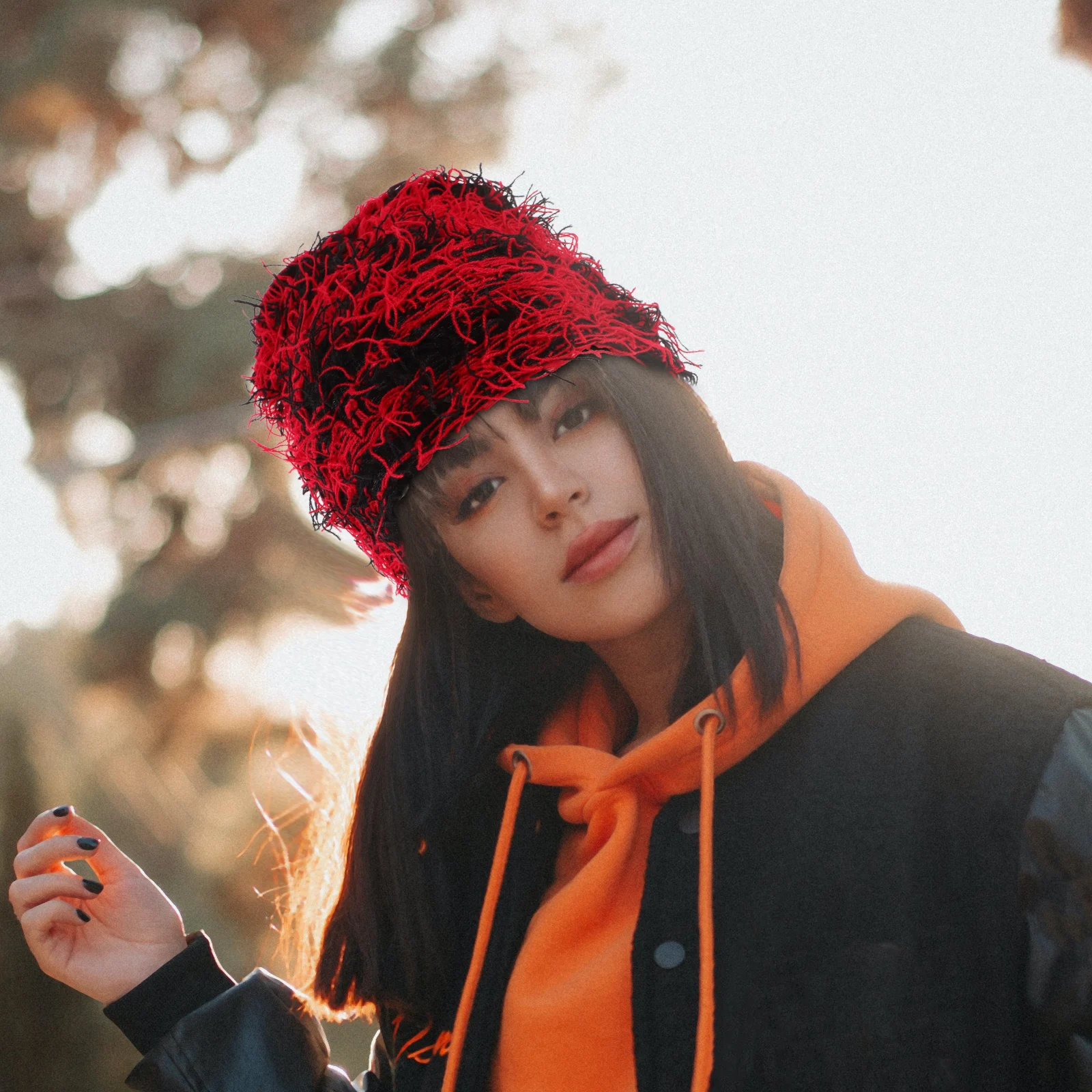 

Wool Cap Beanie Knitted Hat for Women Black Red Warm Yarn Trendy Fashionable Breathing Outdoor Casual Woolen Hat