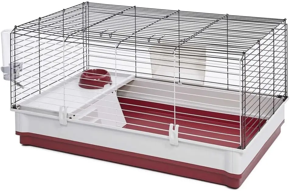 

158 Wabbitat Deluxe Rabbit Home, Rabbit Cage, 39.5 L x 23.75 W x 19.75 H Inch, Maroon/White