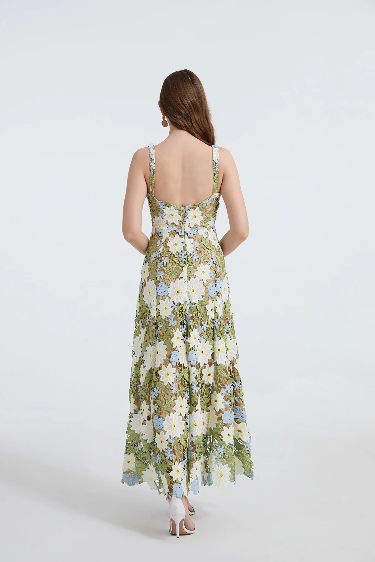Summer Floral Formal Evening Long Dress Women Runway Luxury Hollow Out Sexy Backless Embroidery Maxi Birthday Party Dresses