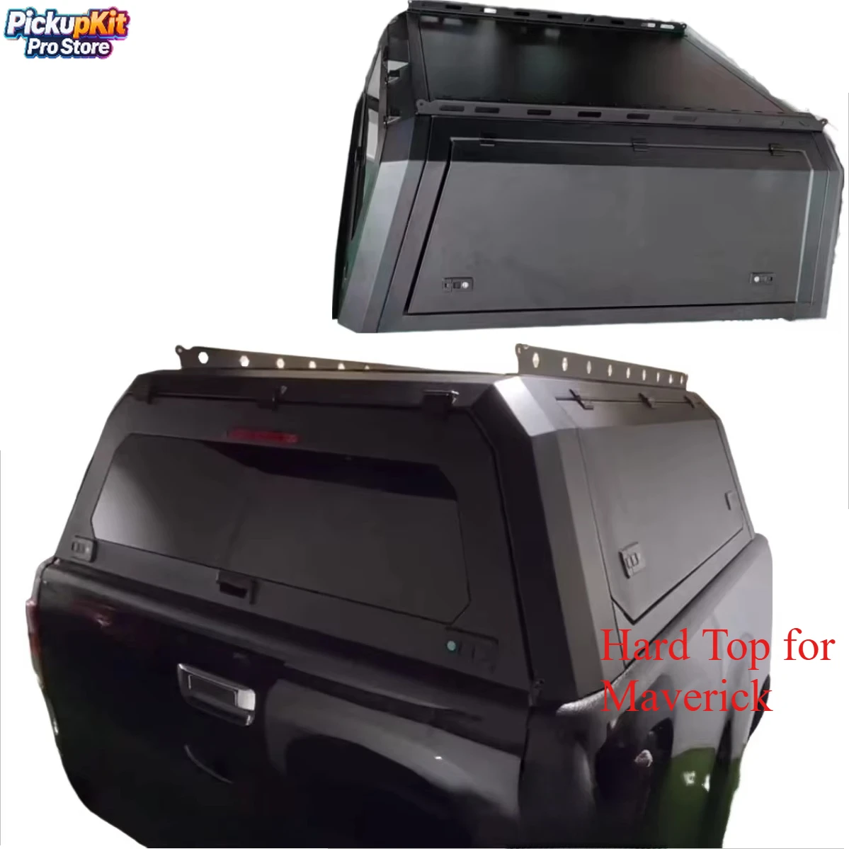 

Steel Pickup Hardtop Canopy with Emergency Recovery Board Waterproof Camper Shell Exact Fit for Maverick Pickup