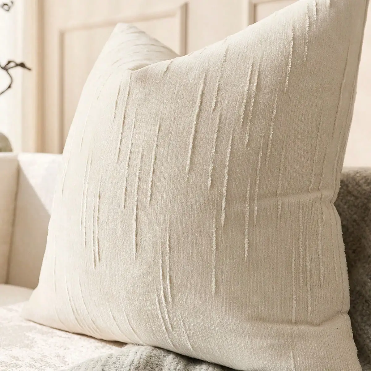 1 Uds. Funda de cojín de lino sintético Beige 45x45CM funda de almohada bohemia geométrica cojín decorativo para el hogar para funda de almohada para sofá cama