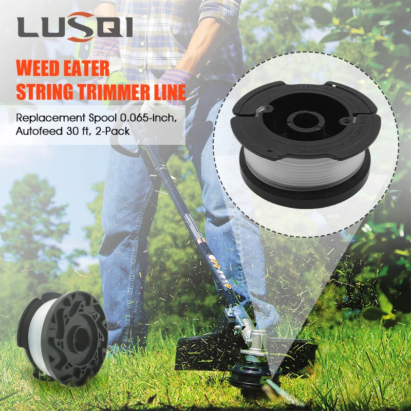 LUSQI 6pcs/Set Trimmer Spool Line 30ft 0.065”AF-100-3ZP Lawn Mower Replacement Spool Scap Fit Black & Decker Brush Cutter Weed